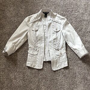 White House Black Market Lace-Up Detail Jean Jacket